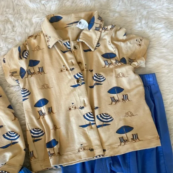 Kate Quinn 4 Pc Set - Tank/Guayabera - 12-18 Mo & Shorts/Panda Pants - 6-12 Mo - Picture 3 of 5